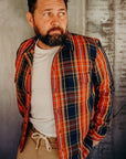 Indigofera Webster Shirt- Heavy Cotton Check, Navy / Orange / Turquoise