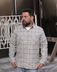 Flannel Work Shirt- Blue and Cream Slub