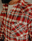 Ultra Heavy Flannel Crazy Check Western Shirt - Red