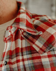 Ultra Heavy Flannel Crazy Check Western Shirt - Red