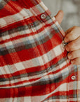 Ultra Heavy Flannel Crazy Check Western Shirt - Red