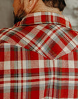Ultra Heavy Flannel Crazy Check Western Shirt - Red