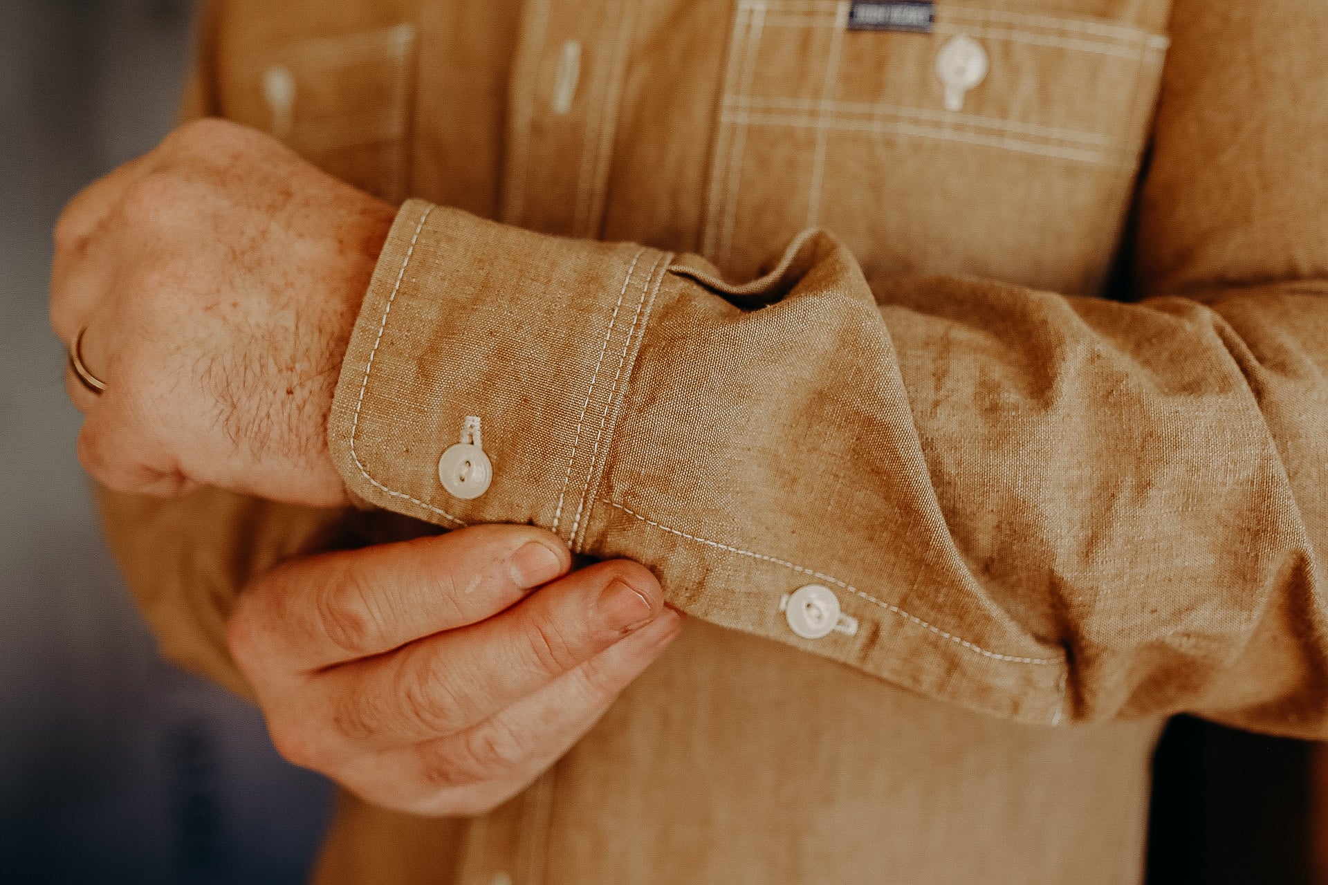 10oz Organic Chambray Work Shirt - Mocha IHSH-363-MOC