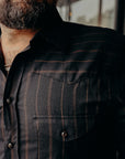 Manolito Shirt- Cotton Stripe, Black / Brown