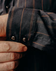 Manolito Shirt- Cotton Stripe, Black / Brown