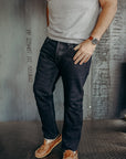 21oz 777 Selvedge Denim Slim Tapered Cut Jeans - Indigo Overdyed Black