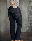 21oz 777 Selvedge Denim Slim Tapered Cut Jeans - Indigo Overdyed Black