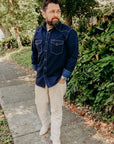 10oz Selvedge Denim Western Shirt - Indigo Overdyed Blue