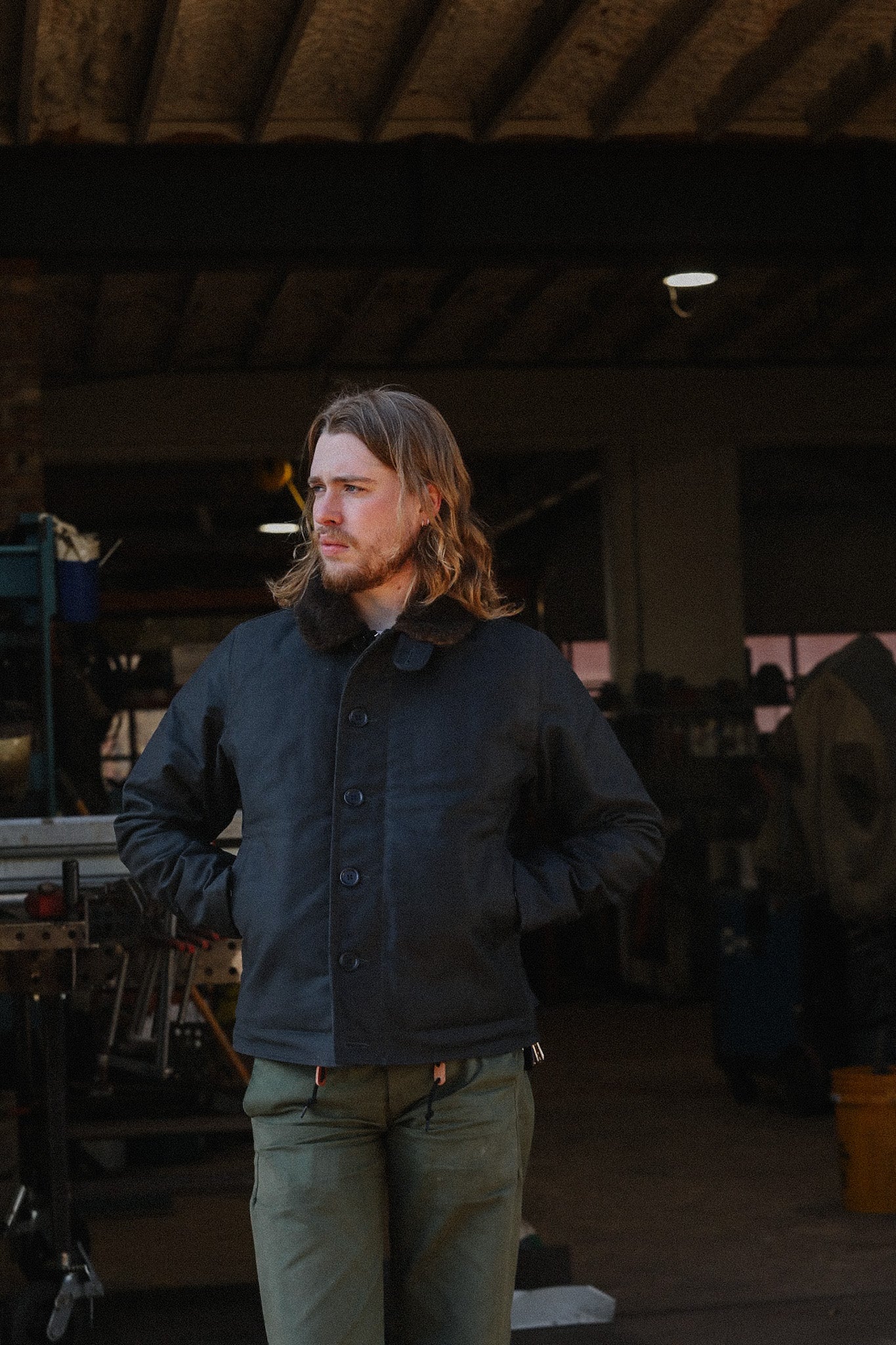 IHM-37-BLK Oiled Whipcord N1 Deck Jacket - Black – Iron Shop