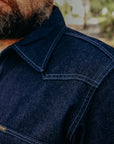 10oz Selvedge Denim Western Shirt - Indigo Overdyed Blue
