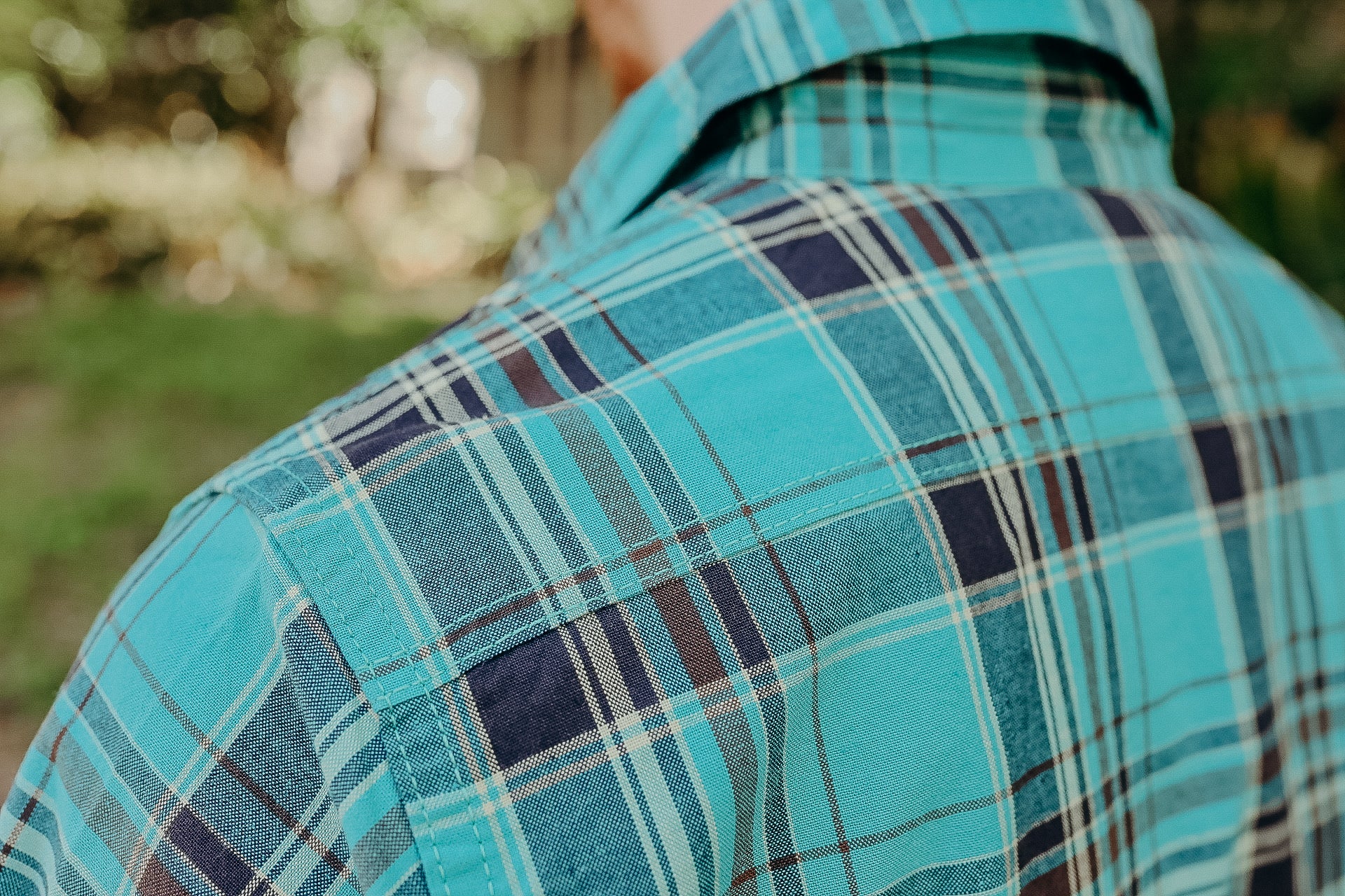 5oz Selvedge Madras Check Short Sleeve Work Shirt - Green (IHSH-360)