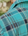 5oz Selvedge Madras Check Short Sleeve Work Shirt - Green (IHSH-360)