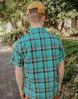 5oz Selvedge Madras Check Short Sleeve Work Shirt - Green (IHSH-360)