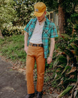 5oz Selvedge Madras Check Short Sleeve Work Shirt - Green (IHSH-360)