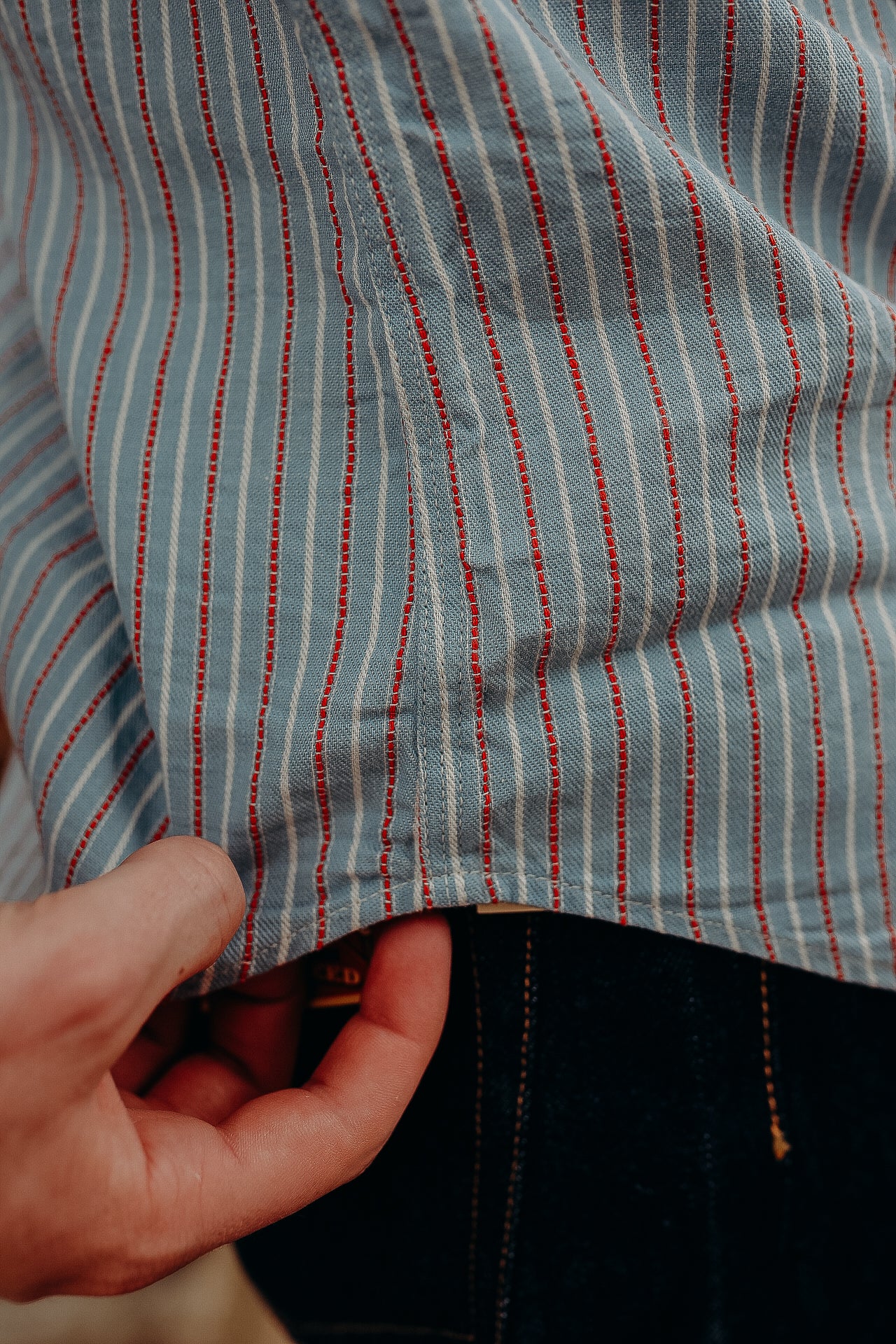 Long Sleeve Work Shirt- Dobby Stripe Blue (SC29146)