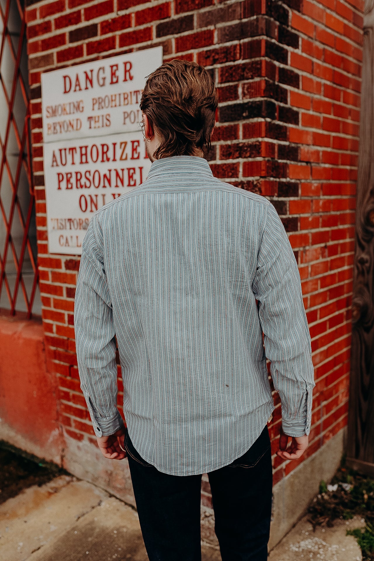 Long Sleeve Work Shirt- Dobby Stripe Blue (SC29146)