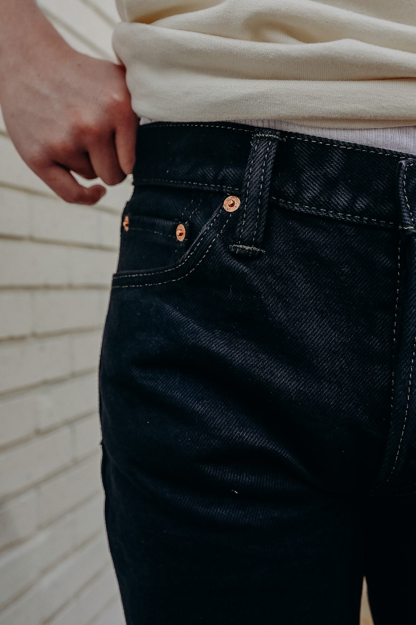 21oz Selvedge Denim Slim Straight Cut Jeans - Indigo Overdyed Black IH-666S-21od