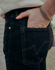 21oz Selvedge Denim Slim Straight Cut Jeans - Indigo Overdyed Black IH-666S-21od