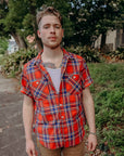 5oz Selvedge Madras Check Short Sleeve Work Shirt - Red