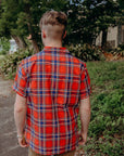 5oz Selvedge Madras Check Short Sleeve Work Shirt - Red