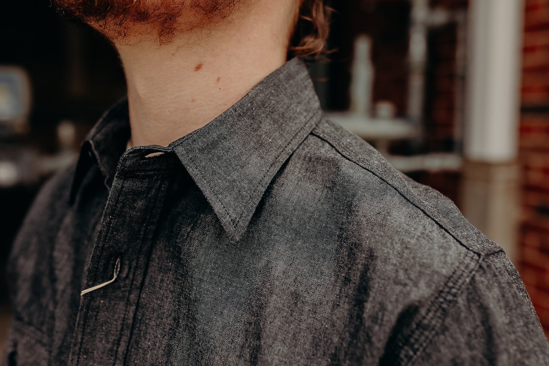 Long Sleeve Work Shirt- Black Chambray (SC29159)