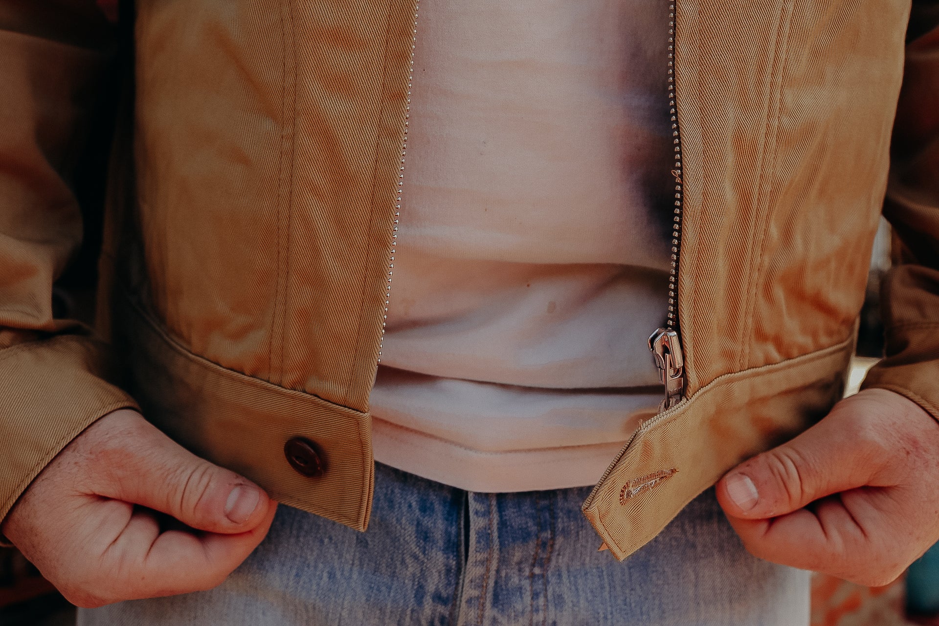 12oz Kurashikizome® Twill Work Jacket - Beige IHJ-144-BEI
