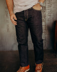 14oz 666 Broken Twill Selvedge Denim Slim Straight Cut Jeans - Indigo