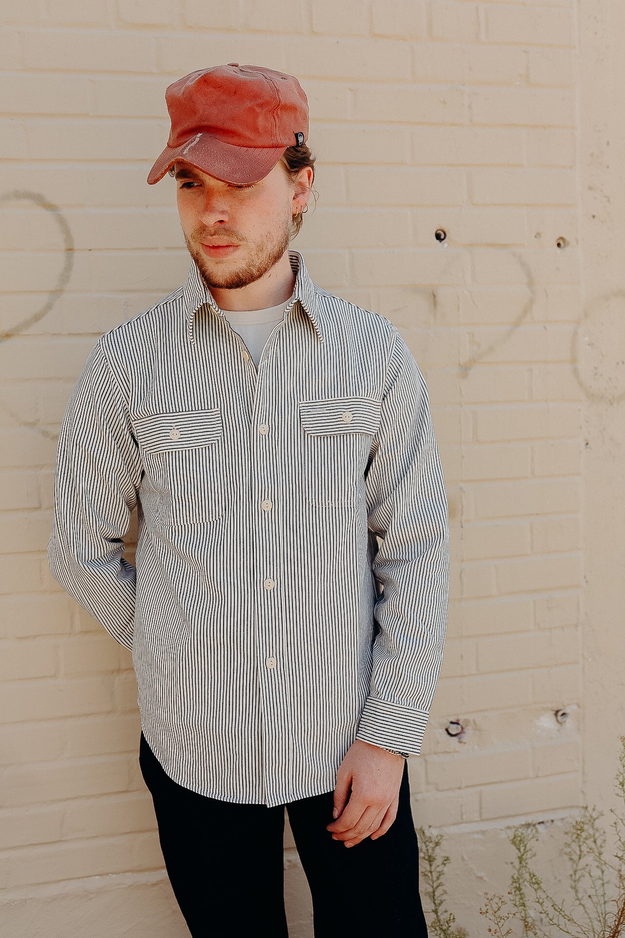 Long Sleeve Work Shirt- Hickory Stripe (SC27853)