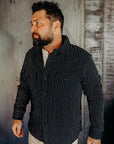 INDIGO STRIPE HEAVY FLANNEL SHIRT