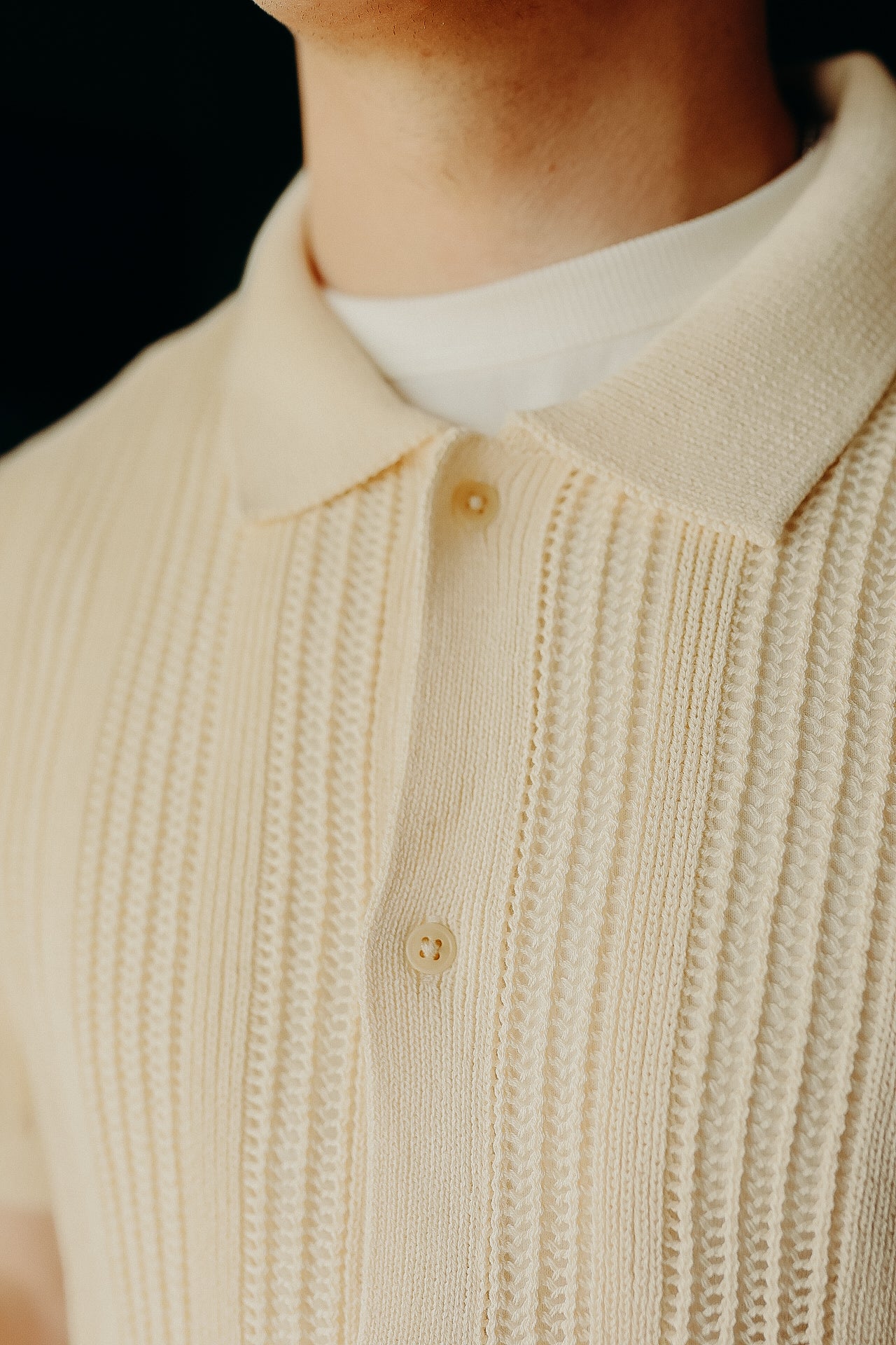 Short Sleeve Knit Shirt- Ecru Mesh Stripe – Iron Shop Provisions