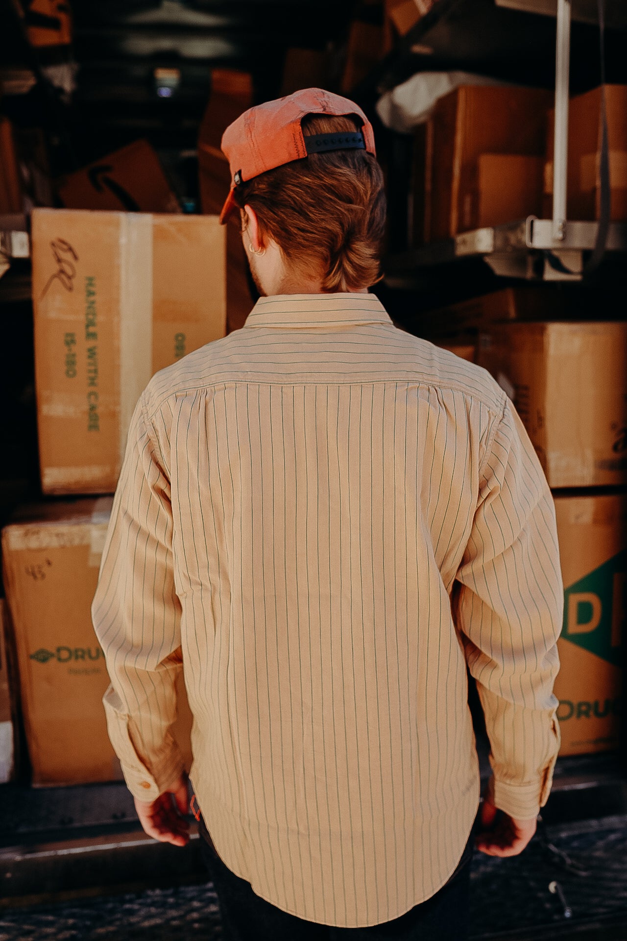 Long Sleeve Work Shirt- Coke Stripe Beige (SC28652)