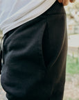 14oz Ultra Heavyweight Loopwheel Cotton Sweat Pants - Black