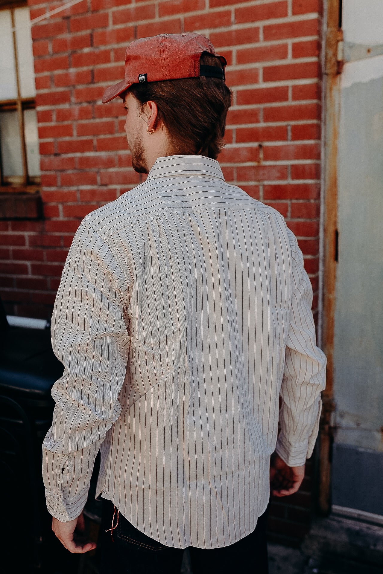 Long Sleeve Work Shirt- Coke Stripe White (SC28652)