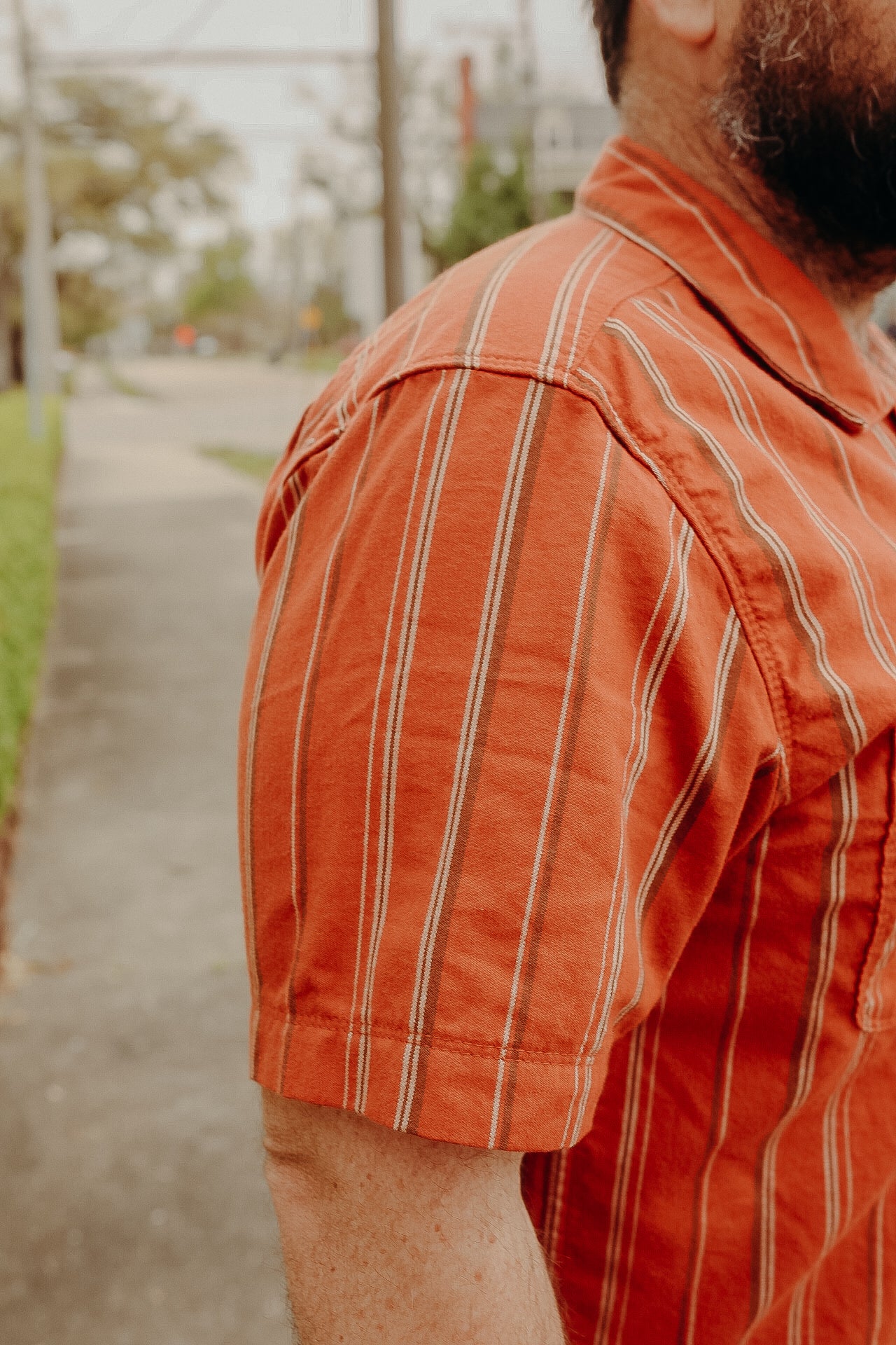 Dayton S/S- Orange Stripe