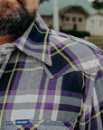 9oz Selvedge American Check Western Shirt - Purple IHSH-390-PUR