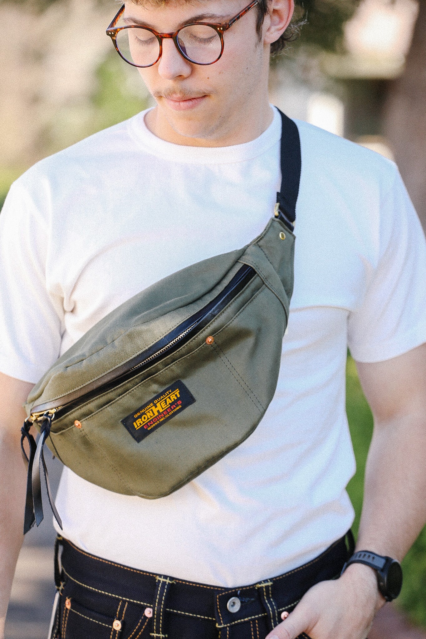 ウエストバッグ　リアルウィード IHE-53-ODG Iron Heart 12oz Whipcord Waist Bag -Olive Drab Green