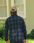 Ultra Heavy Flannel Ombré Check Work Shirt - Navy/Black IHSH-265-NAV