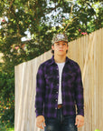 Ultra Heavy Flannel Ombré Check Western Shirt - Purple/Black IHSH-264-PUR