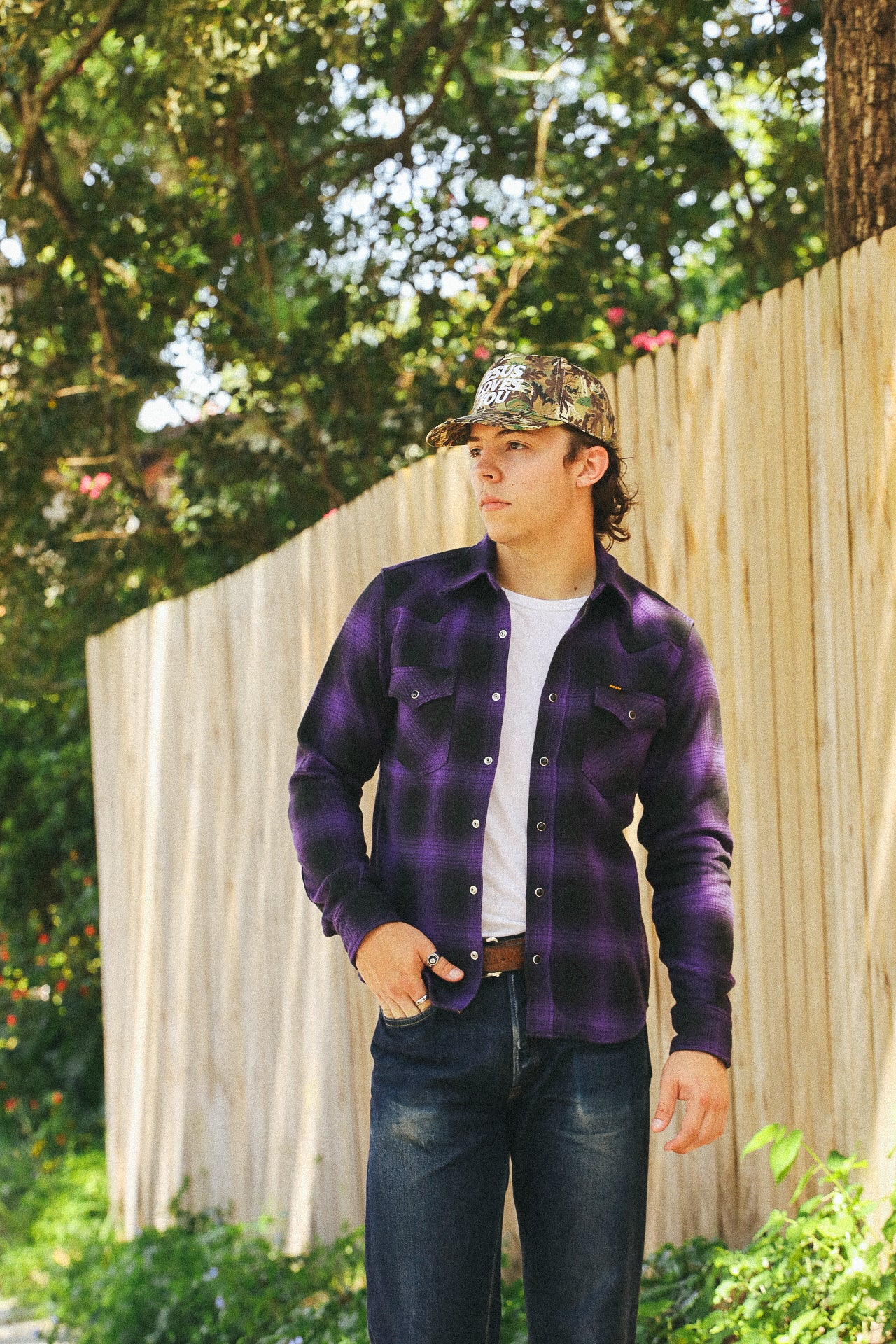 Ultra Heavy Flannel Ombré Check Western Shirt - Purple/Black IHSH-264-PUR