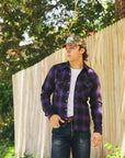 Ultra Heavy Flannel Ombré Check Western Shirt - Purple/Black IHSH-264-PUR