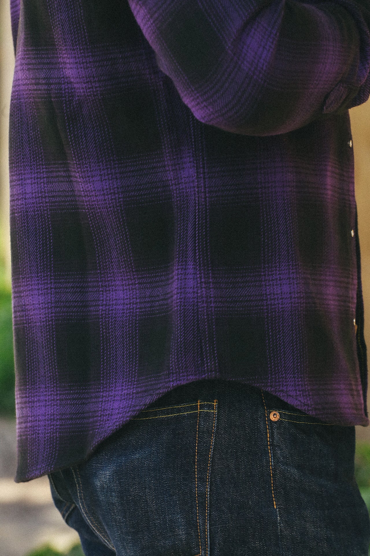 Ultra Heavy Flannel Ombré Check Western Shirt - Purple/Black IHSH-264-PUR