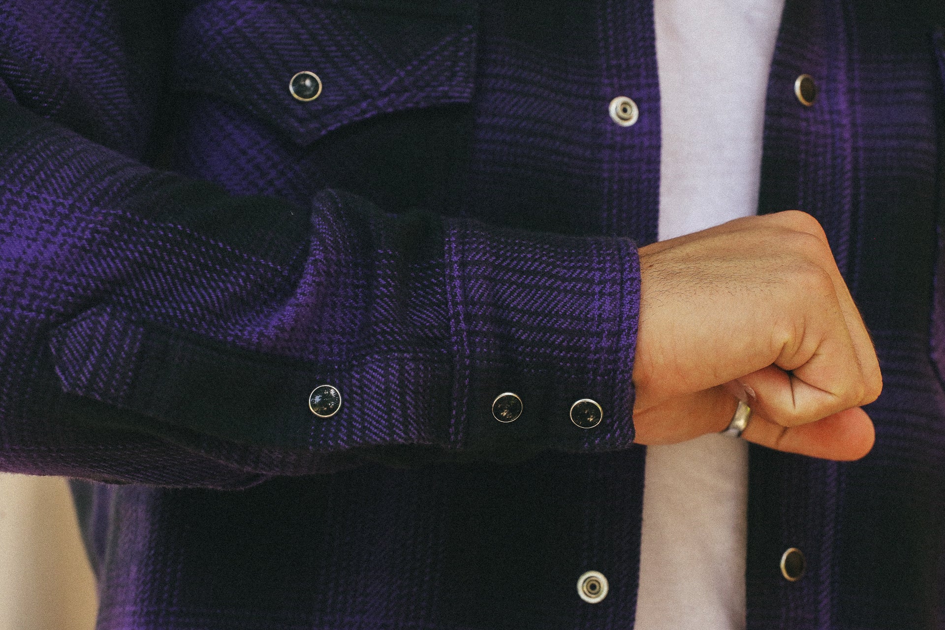 Ultra Heavy Flannel Ombré Check Western Shirt - Purple/Black IHSH-264-PUR