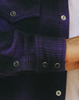 Ultra Heavy Flannel Ombré Check Western Shirt - Purple/Black IHSH-264-PUR
