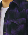Ultra Heavy Flannel Ombré Check Western Shirt - Purple/Black IHSH-264-PUR