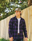 Ultra Heavy Flannel Ombré Check Work Shirt - Purple/Black IHSH-265-PUR