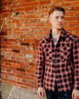 Ombre Check Flannel Western Shirt- Pink