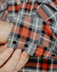 12oz Slubby Heavy Flannel Herringbone Check Western Shirt - Grey IHSH-369
