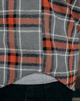 12oz Slubby Heavy Flannel Herringbone Check Western Shirt - Grey IHSH-369