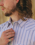 Western Oxford- Red Blue Stripe