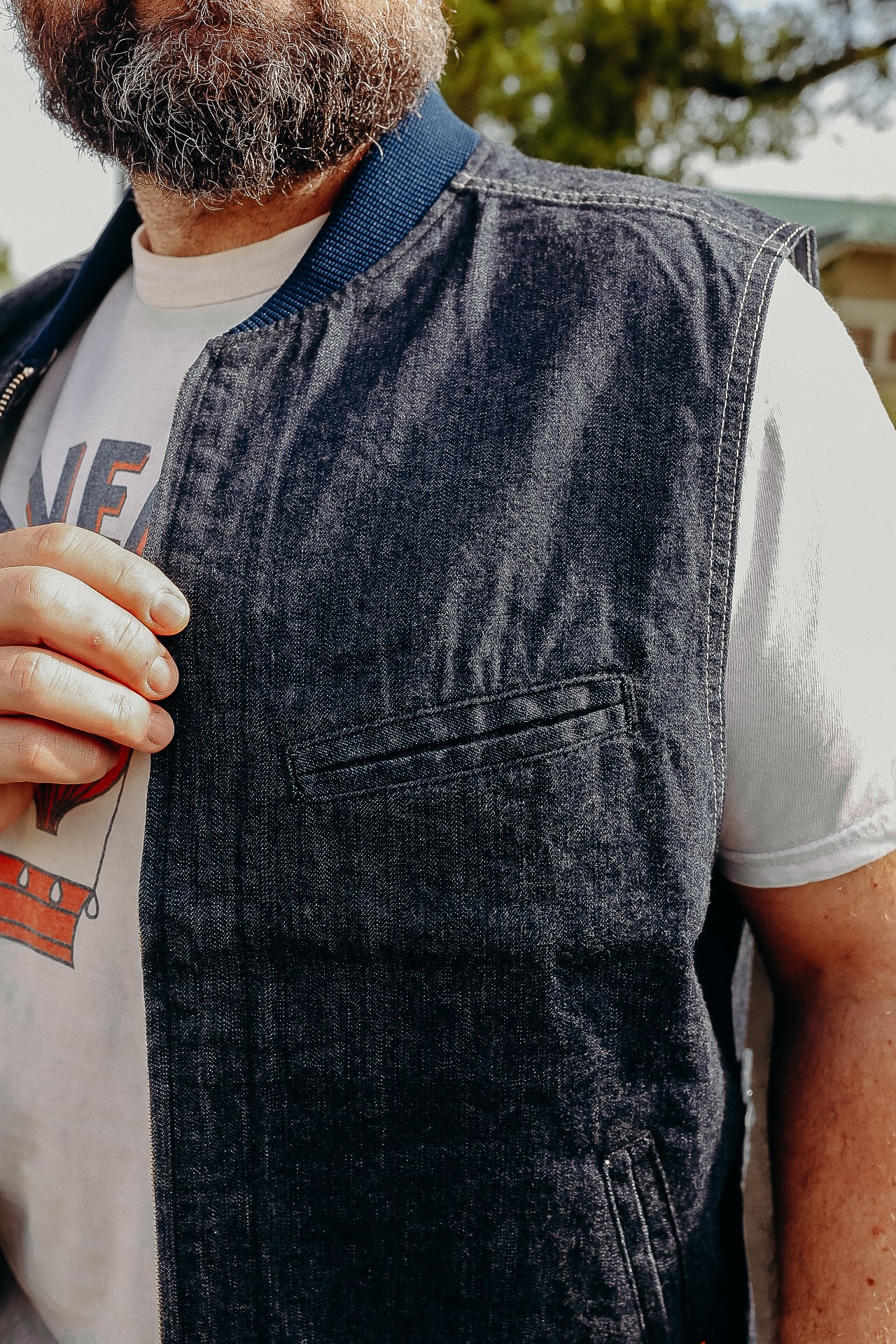 10oz Selvedge Denim Work Vest - Indigo IHV-48-IND